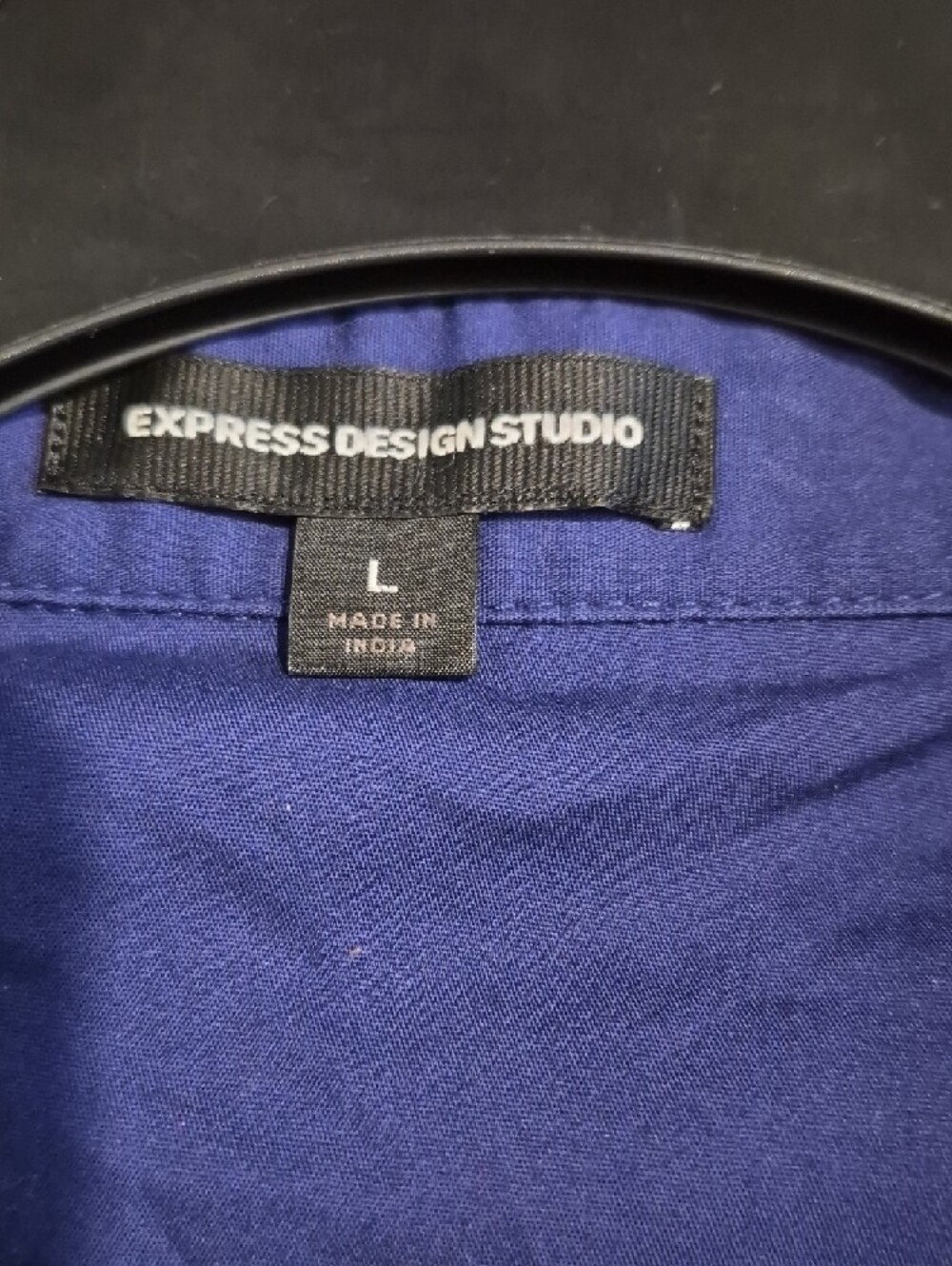 Express Design Studio Deep Blue Button-Up Top Size L - Picture 4 of 8